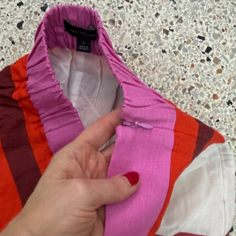 Ann Taylor pink stripe midi skirt tank set small s 0 - Picture 7 of 7